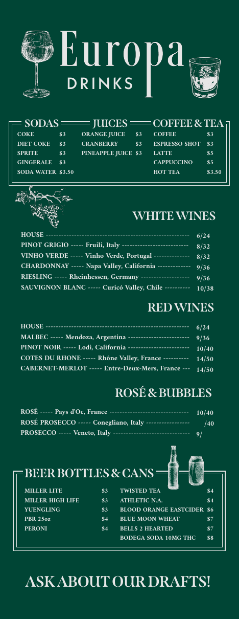 Drink booklet, first page